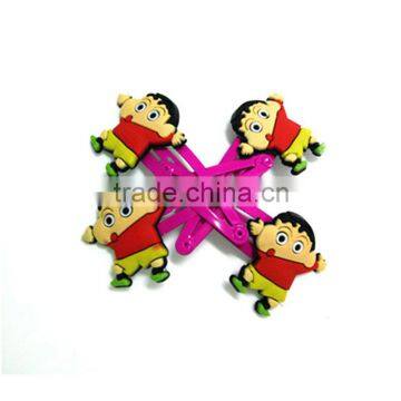 Cartoon PVC topper custom kids different types hair clips