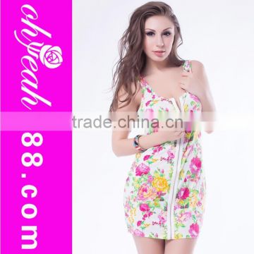 Professional printed hot wholesale flower pattern mature women sexy night dress