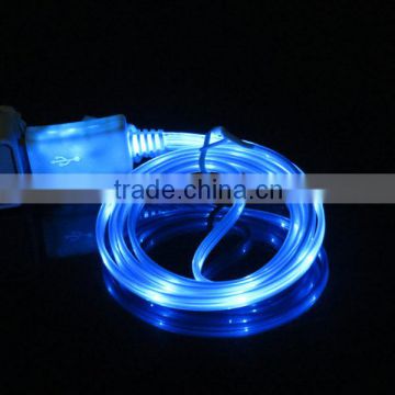 LED zipper usb cable hot selling OEM line 2 in 1charging cable for mobile phone