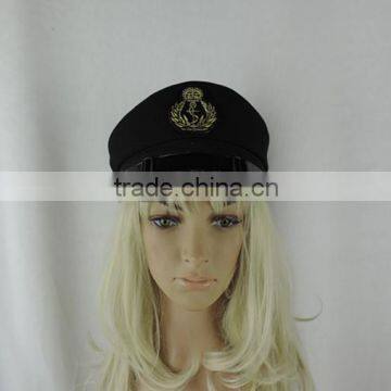 Black Military Officer Hat Service Cap Uniform Pilot Cap With Embroidery Label photo-4