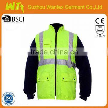 100% polyester waterproof reflective working detachable sleeves safety jacket man