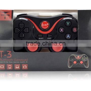 No MOQ T3 Wireless Bluetooth Game Gamepad Joystick Black+Red Android Wireless Game Controller photo-2