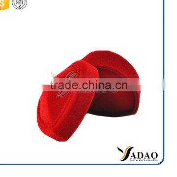 Red Color Heart Shape Velvet Packaging Ring Box photo-3