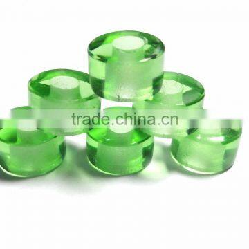 AAA Colombian Emerald Color Quartz Smooth Handmade Big Hole Tyre Beads photo-3