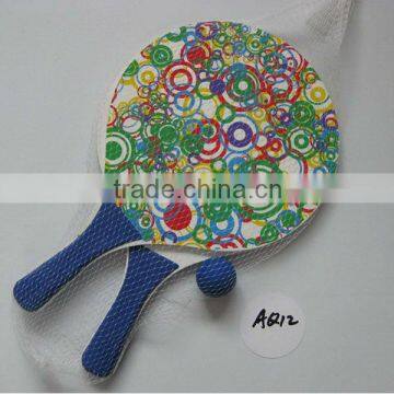 Wooden Beach Racket and ball