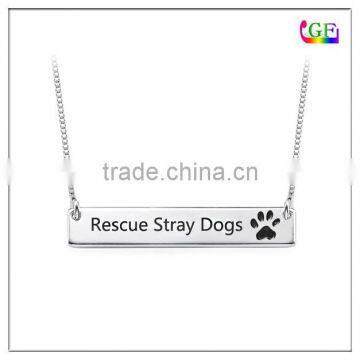 Pet Memorial Animal Lover Bar Necklace