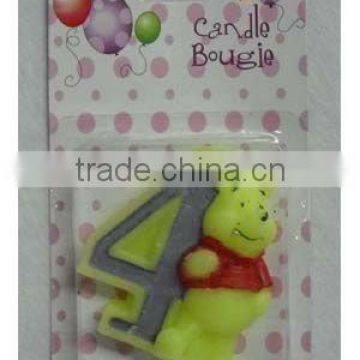 Wholesale Pooh Party Moulded Candle/candle Number 0-9, available in 1 2 3 4 5 6 7 8 9 0 Kids Birthday Partyware Party Supplies