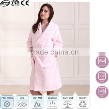 pink waffle coral fleece towel bathrobe