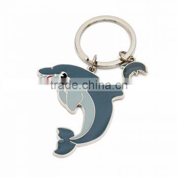 Fashion High Quality Metal Rhinestone Crystal Diamante Dolphin/whale Animal Shaped Keyring photo-2