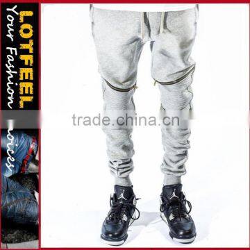 BIKER ZIP JOGGERS GREY moto jogger pants gym pants (lotbike069)