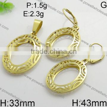 New arrival oval shape dubai 18k gold jewelry set