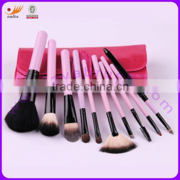 Travel Makeup Brush with 10PCS Brushes,Made of Nylon Hair &Animal Hair Pink Pouch