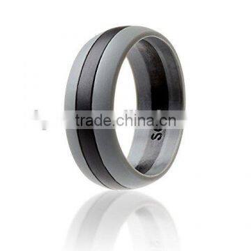 Silicone Wedding Ring for Men Black with Grey. High Quality for Active and Safe Lifestyle