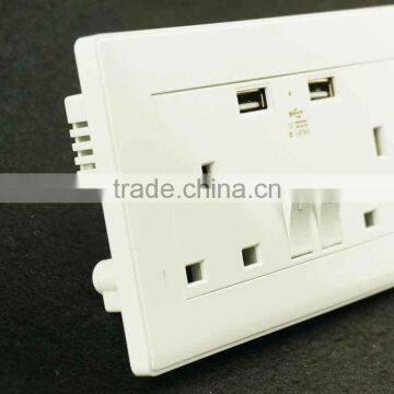 UK Standard Electric Double Power Points Wall Switch With Usb Socket photo-4