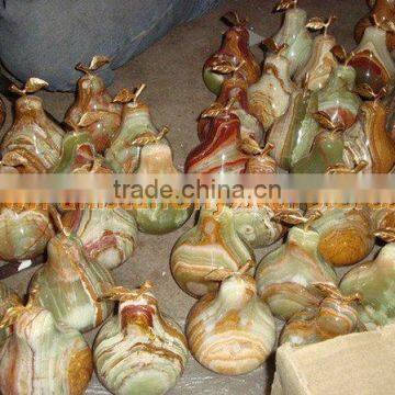 Pakistan Best Price KITCHEN AND DINING DECORATION ONYX PEAR WITH BRASS LEAF HANDICRAFTS photo-5