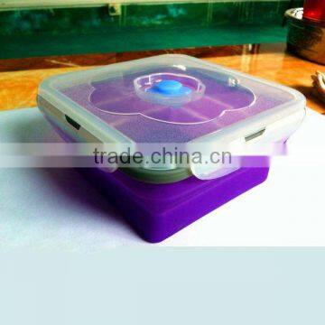 Hot! FDA/ LFGB food grade flexible microwave oven heated safe square silicone lunch box