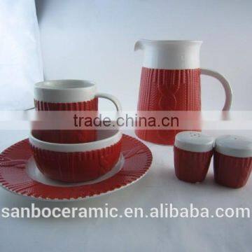 turkish porcelain dinner set, red colored glaze dinerware set , latest dinner set with popular design