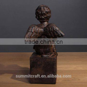 Resin Rust Color Vintage Writing Small Angel Figurines photo-4