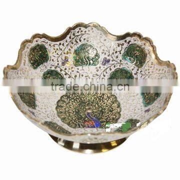 Enameled Snacks Bowls,Arabian Brass Item,MetalColored Arabian Snacks Bowl,Dish,Bowl,Saudi Arabian Bowl,Metal Enameled Fruit Bowl