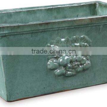 Rectangular matte teal planters, garden planter