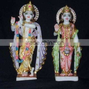 Marble Radha Krishna Statue Stone Carving photo-5