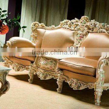 Luxurious Elegant Rococo Designed Carving White and Golden Tufted Crown Bed With Nightstand and Dressing Table BF12-05254f photo-4