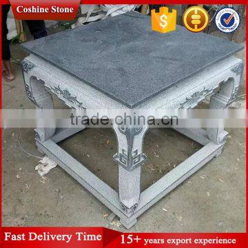 Outdoor Chinese Antique Carved Tea Granite Table