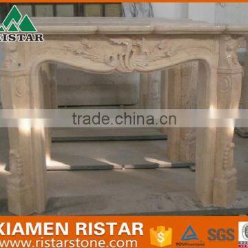 Cheap natural yellow marble fireplace surround mantel RST-FP-K021