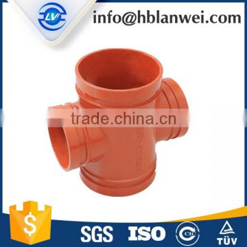 FM UL approved 6" air used Equal Cross Ductile iron grooved Fitting