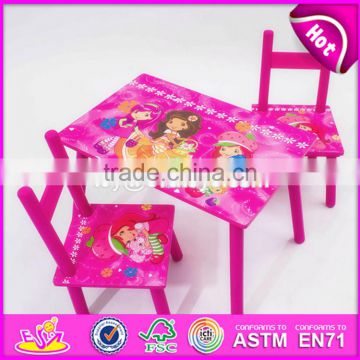 2017 New design home / school / pink wooden girls table and chairs W08G197