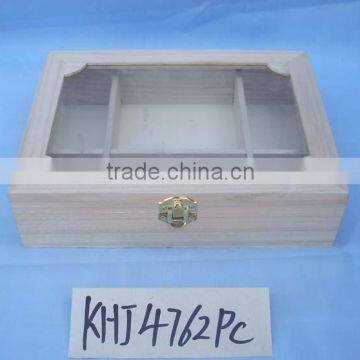 Custom Logo and Color 6 Compartment Solid Wooden Tea Box Accept OEM photo-2