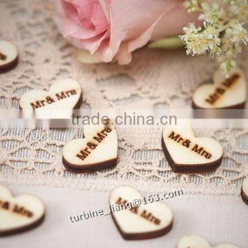 MR & MRS Wooden Sticker ,Wooden Heart Sticker for Weddings photo-2