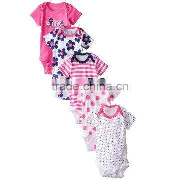 Wholesale Custom Apparel Garment Baby Girls' 5 Pack Variety Bodysuits Set High Quality Cotton Clothing