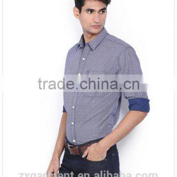 2017 NEW Indian Fashion Long Sleeve Blue Stripes French Cuff Button-down Collar Casual Man Shirt photo-3