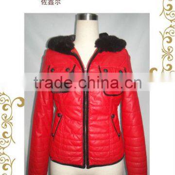 ladies padding synthetic padding leather jacket winter