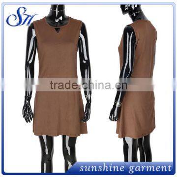 Women's Tunic Sleeveless Hanging Neck A-line Swing Loose Dress photo-2