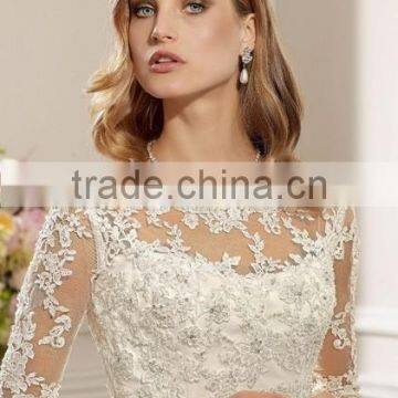 Long Sleeve High Neck Lace Moroccan Wedding Dress photo-2