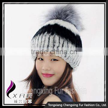 CX-C-02A Wholesale Custom In Stock Hat Knitted Rex Rabbit Fur Hat photo-3