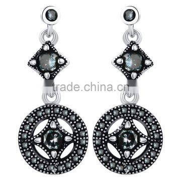 black gold color black zircon circle women jewelry party drop earring