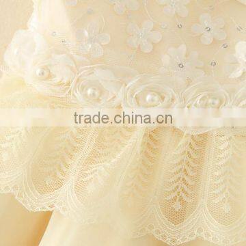 2017 Baby Girl Party Dress Children Frocks Designs Lace Sexy Harness Apricot Lovely Cotton Net Birthday Party Dresses photo-6