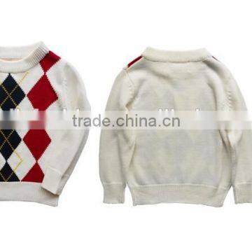 V neck cotton intarsia diamond boys argyle sweater