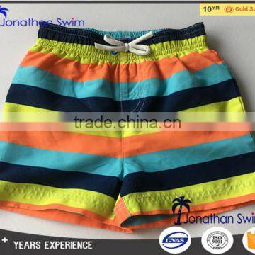 Boy's colorful stripe swimming shorts, beach shorts.