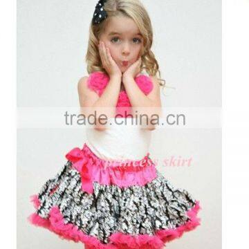 High Quality White hot pink pettiskirt set with flower for Halloween