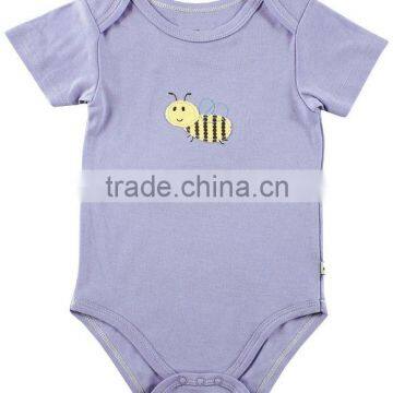 Unisex Applique Bird Summer Wear Short Sleeve Pattern Custom Made Infant Cotton Smocked Baby Romper for Wholesale photo-5