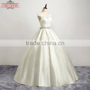 OEM Long Floor-length Beige Bridal Gown Wedding Dress photo-2
