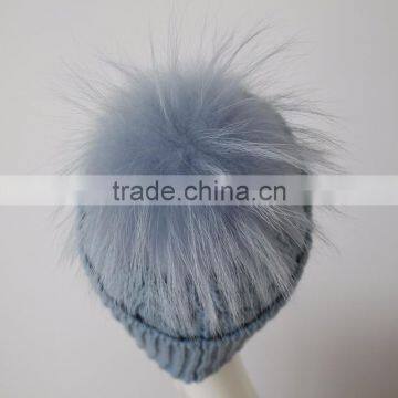 Myfur Top Selling Products Crochet Captain America Beanie Hat With Raccoon Fur Pom Pom Dinosaur in