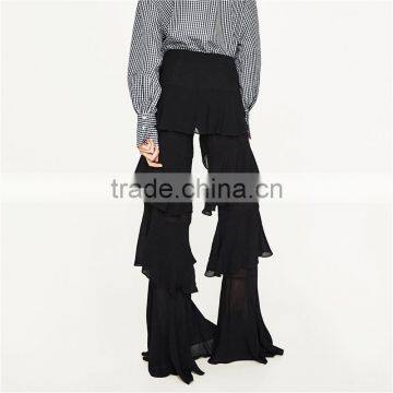 2017 Spring Womens Elegant Fancy Side Zip off Frilled Long Dress Pants photo-4