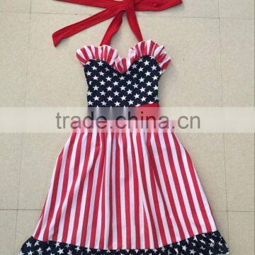 2016 boyi children 4th of july dress red ruffle baby girl birthday dresses sleeveless baby girls cotton ruffle dress