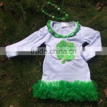 baby girls shamrock dress st patrick girls cotton dress with matching chunky necklace and bow set