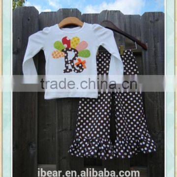 Thanksgiving day baby girl boutique clothing kids clothing wholesale 2016 childrens fall boutique clothing ruffle raglan pants